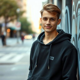 A stylish and modern black hoodie, featuring a soft fabric texture with a cozy fit