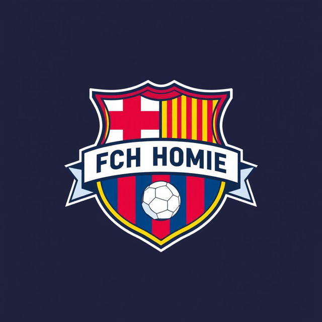 A logo design for a soccer club named 'FCH Homie', inspired by the iconic Barcelona logo style