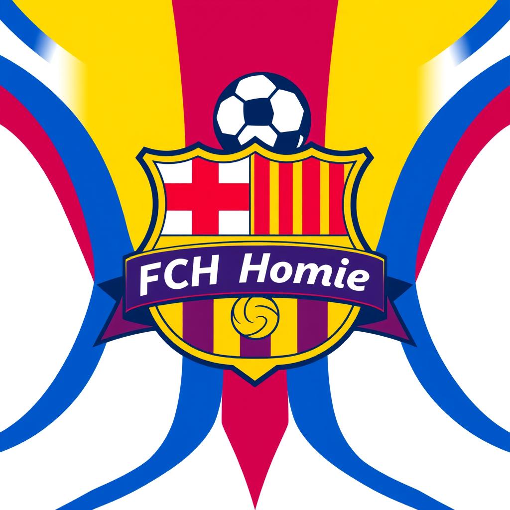 A logo design for a soccer club named 'FCH Homie', inspired by the iconic Barcelona logo style