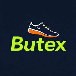 A bold and creative logo design for a shoe store named 'Butex'