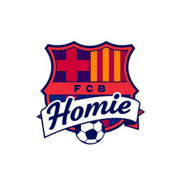 A soccer club logo featuring the name 'FCH Homie', designed in the style of the Barcelona logo