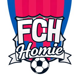 A soccer club logo featuring the name 'FCH Homie', designed in the style of the Barcelona logo