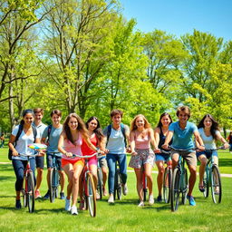 A group of healthy and active teenagers enjoying a sunny day at a park