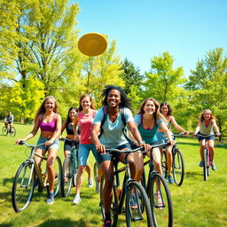 A group of healthy and active teenagers enjoying a sunny day at a park