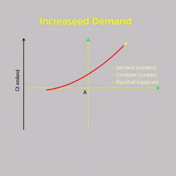 A graph illustrating the economic principle of increased demand while supply remains constant