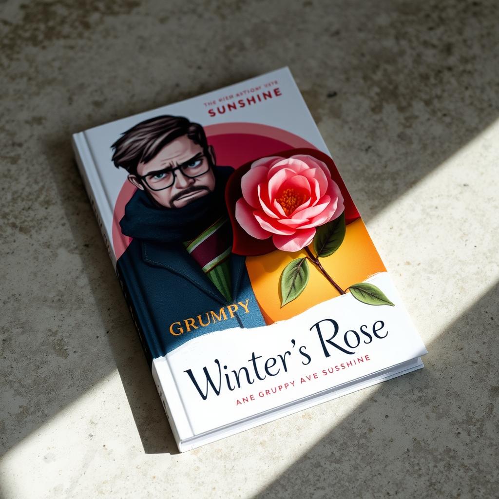 A captivating scene featuring a book titled 'Winter's Rose' placed on a textured surface