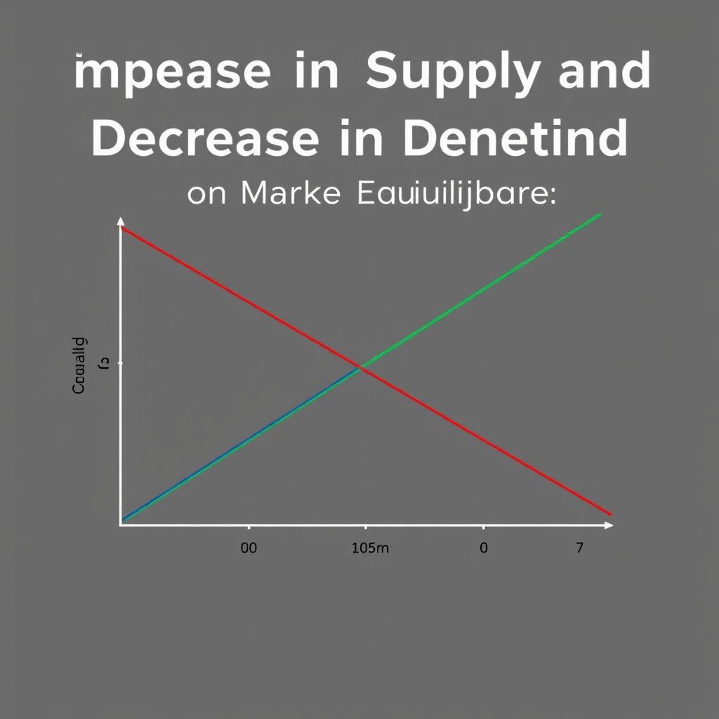 Create a detailed line graph illustrating the concept of 'Increase in Supply, Decrease in Demand