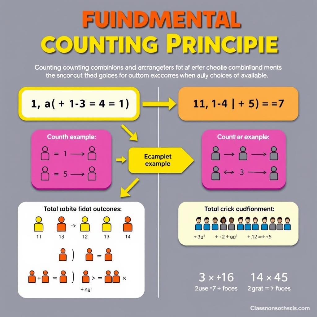 An educational infographic illustrating the Fundamental Counting Principle