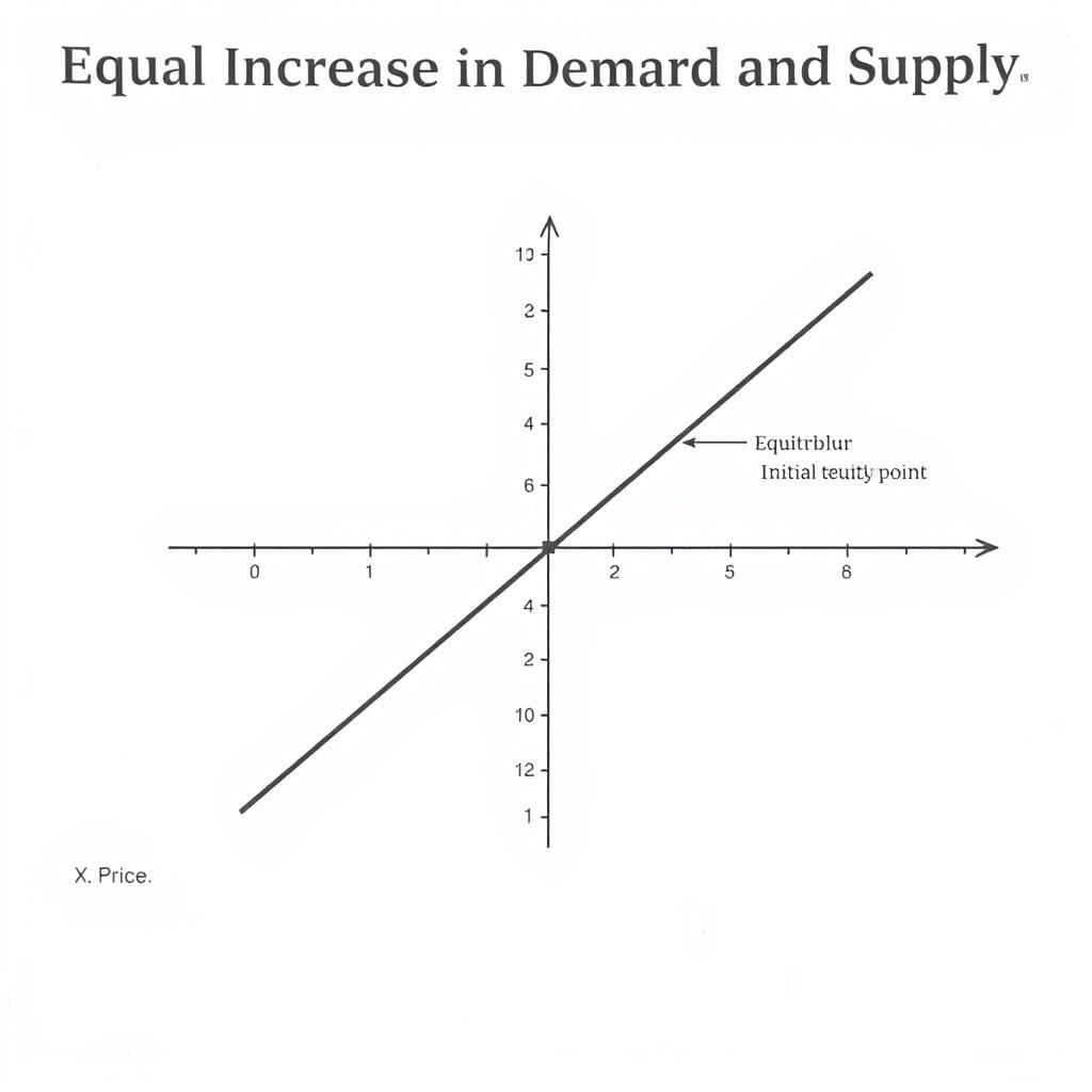 A clear and informative graph illustrating the concept of 'Equal Increase in Demand and Supply'