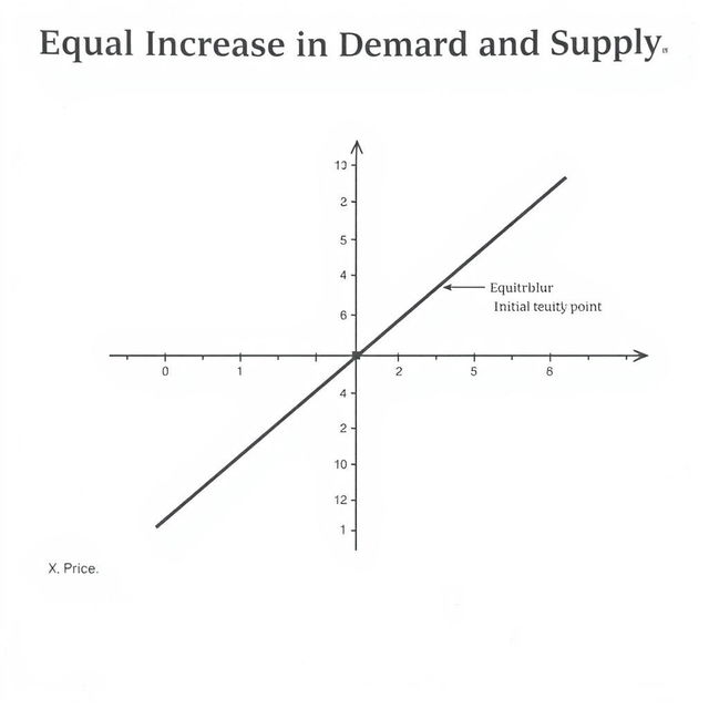 A clear and informative graph illustrating the concept of 'Equal Increase in Demand and Supply'