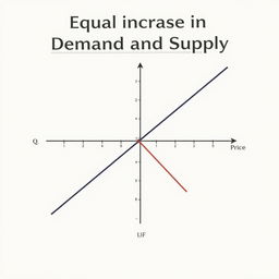 A clear and informative graph illustrating the concept of 'Equal Increase in Demand and Supply'