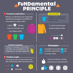 An educational infographic illustrating the Fundamental Counting Principle
