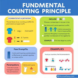 An educational infographic illustrating the Fundamental Counting Principle