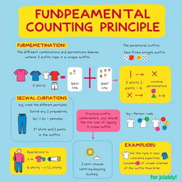 An educational infographic illustrating the Fundamental Counting Principle