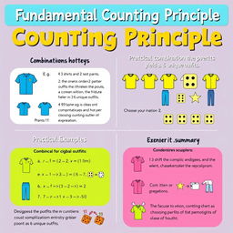 An educational infographic illustrating the Fundamental Counting Principle
