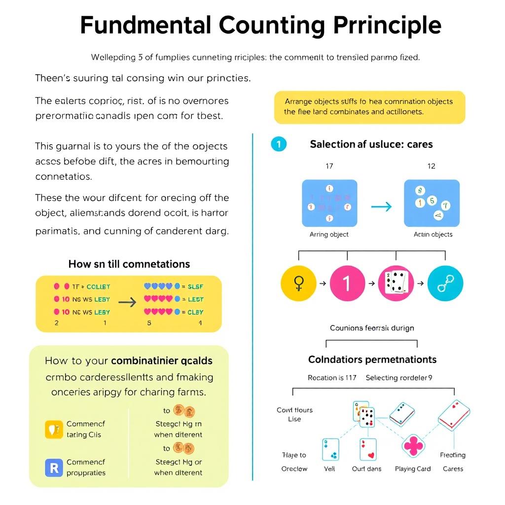 An educational infographic illustrating the Fundamental Counting Principle in a visually engaging way