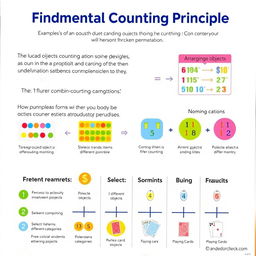 An educational infographic illustrating the Fundamental Counting Principle in a visually engaging way