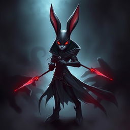 A super-badass masterpiece full-body portrait of a fantasy shadow assassin rabbit