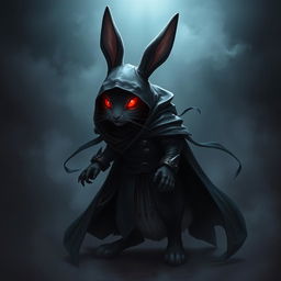 A super-badass masterpiece full-body portrait of a fantasy shadow assassin rabbit