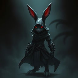 A super-badass masterpiece full-body portrait of a fantasy shadow assassin rabbit