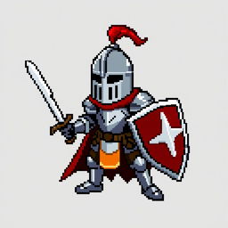 A 30x30 pixel sprite of a knight character suitable for a pixel art game