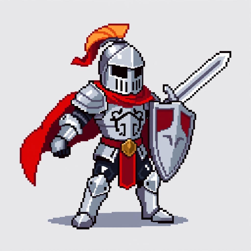 A 30x30 pixel sprite of a knight character suitable for a pixel art game
