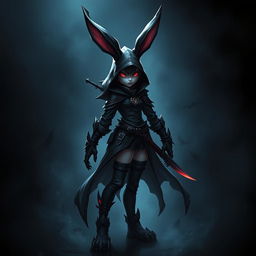 A super-badass masterpiece full-body portrait of a fantasy shadow assassin rabbit
