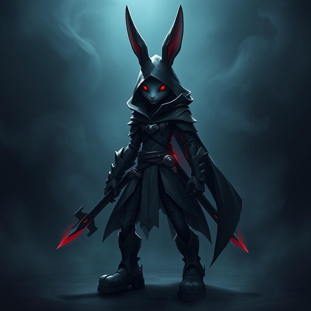 A super-badass masterpiece full-body portrait of a fantasy shadow assassin rabbit