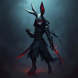 A super-badass masterpiece full-body portrait of a fantasy shadow assassin rabbit