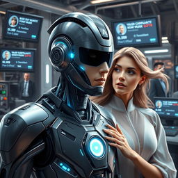 A futuristic cyborg named George Droyd, with advanced technology and sleek metallic features, embodying the essence of George Floyd