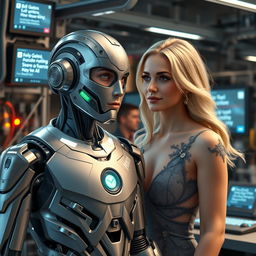 A futuristic cyborg named George Droyd, with advanced technology and sleek metallic features, embodying the essence of George Floyd