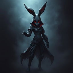 A super-badass masterpiece full-body portrait of a fantasy shadow assassin rabbit