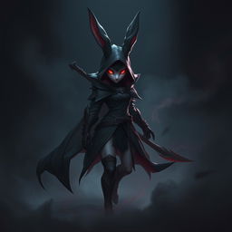 A super-badass masterpiece full-body portrait of a fantasy shadow assassin rabbit