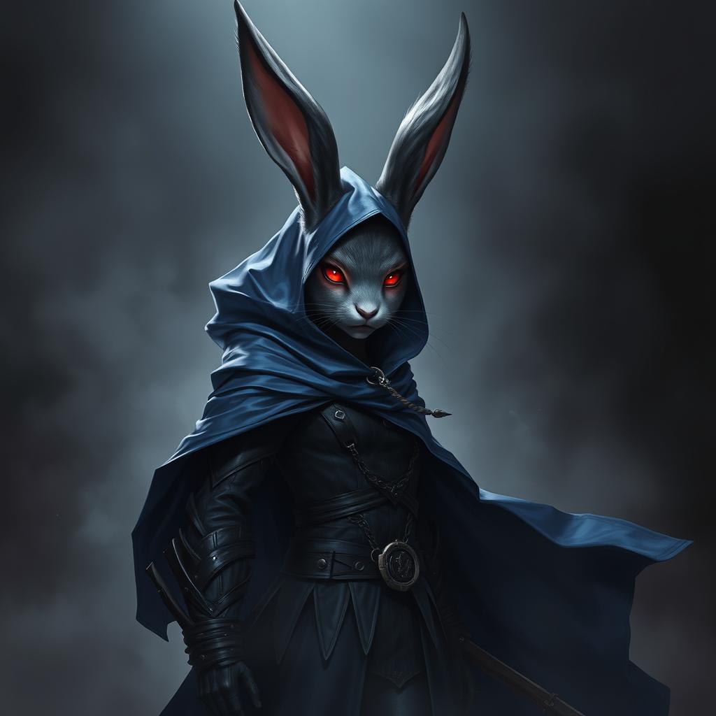 A super-badass masterpiece full-body portrait of a fantasy shadow assassin rabbit