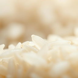 A detailed and highly magnified image of a single grain of rice, showcasing its texture and natural sheen