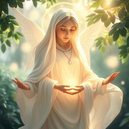 An artistic representation of an ethereal figure symbolizing 'Mother', radiating warmth and love