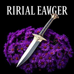 A visually striking cover design featuring a single, authentic ritual dagger laid elegantly on a rich cluster of vibrant purple aster flowers