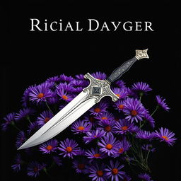 A striking cover design featuring a single, authentic ritual dagger elegantly laid atop a bed of vibrant purple aster flowers