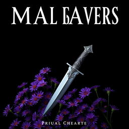 A striking cover design featuring a single, authentic ritual dagger intricately laid on a bed of vibrant purple aster flowers