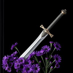 An elegant cover design showcasing a single, authentic ritual dagger meticulously laid on a bed of vibrant purple aster flowers