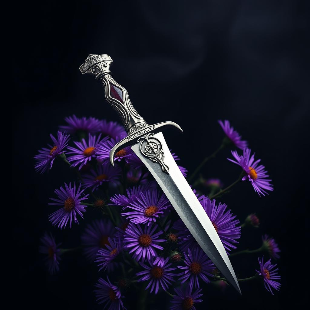 Enchanting Ritual Dagger Among Aster Blooms