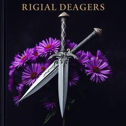 A captivating cover design that features a singular, authentic ritual dagger elegantly positioned on a cluster of vibrant purple aster flowers