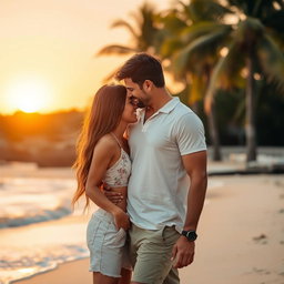 A romantic scene depicting a couple in a passionate embrace, with one partner gently kissing the other's waist