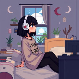 A 16-bit pixel art character of a girl inspired by the theme of comfort and home