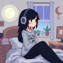 A 16-bit pixel art character of a girl inspired by the theme of comfort and home