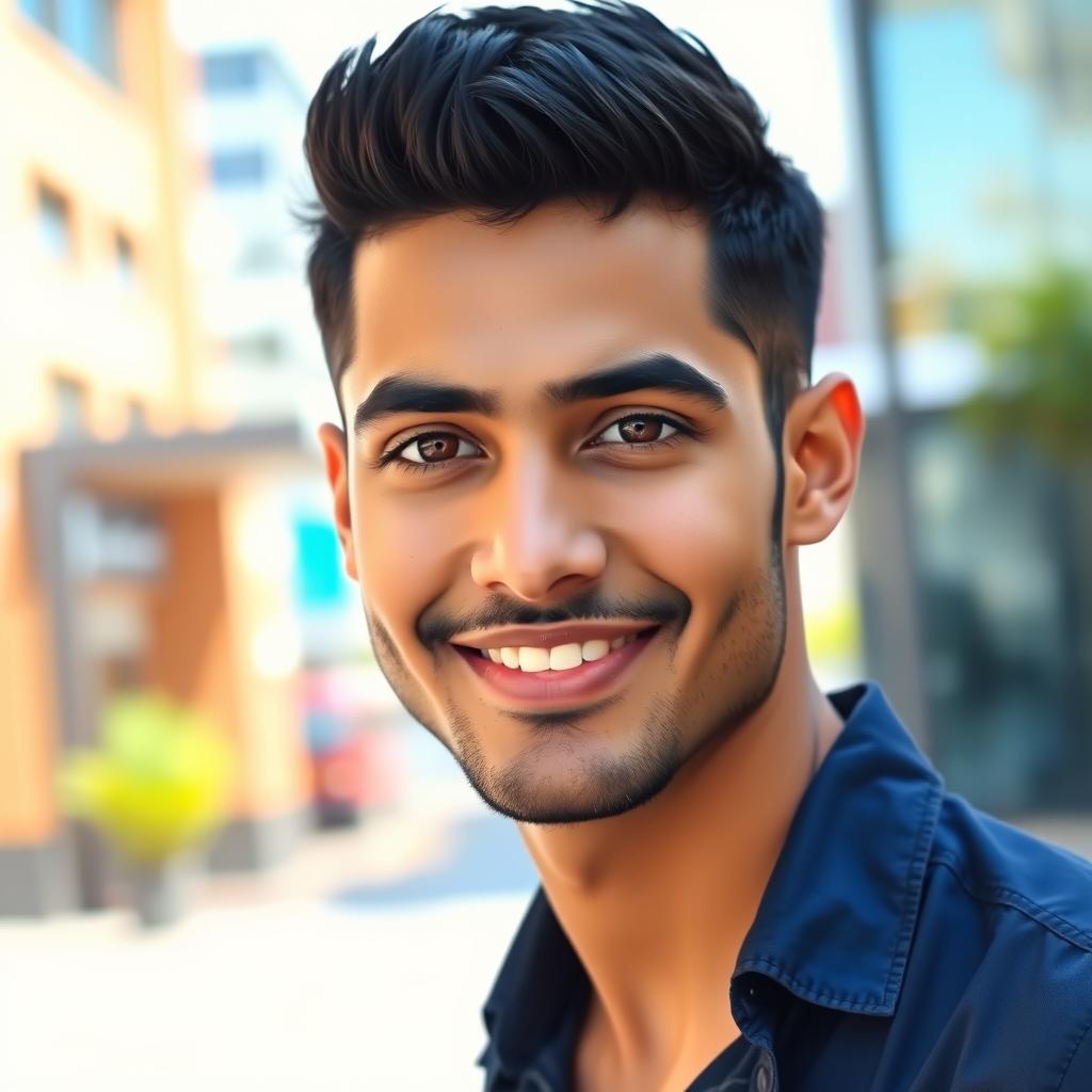 A visually striking portrait of an individual named Wesam Sameer, showcasing a confident yet approachable demeanor