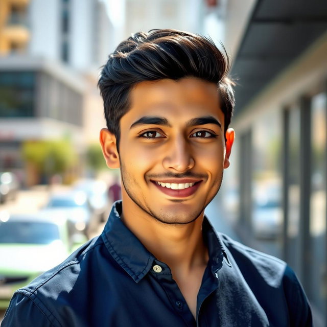 A visually striking portrait of an individual named Wesam Sameer, showcasing a confident yet approachable demeanor