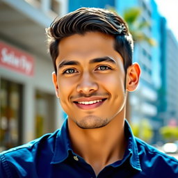 A visually striking portrait of an individual named Wesam Sameer, showcasing a confident yet approachable demeanor