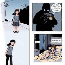 A comic strip depicting the story of Mia, a young lesbian woman