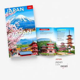 A vibrant and captivating travel brochure showcasing Japan's breathtaking scenery and cultural attractions